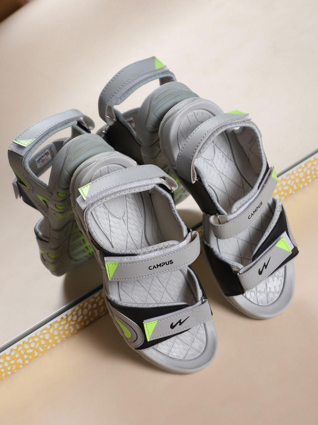 campus men grey solid sports sandals