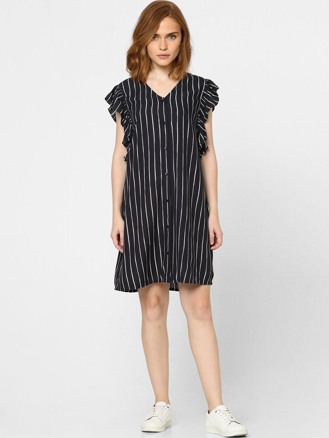 vero moda women blue striped a-line dress