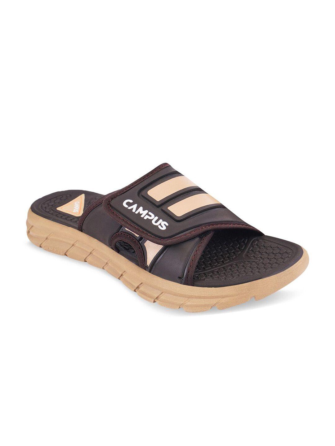 campus men brown & beige printed casual sliders