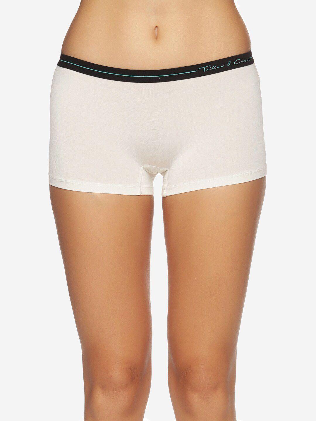 tailor & circus women white solid boy shorts