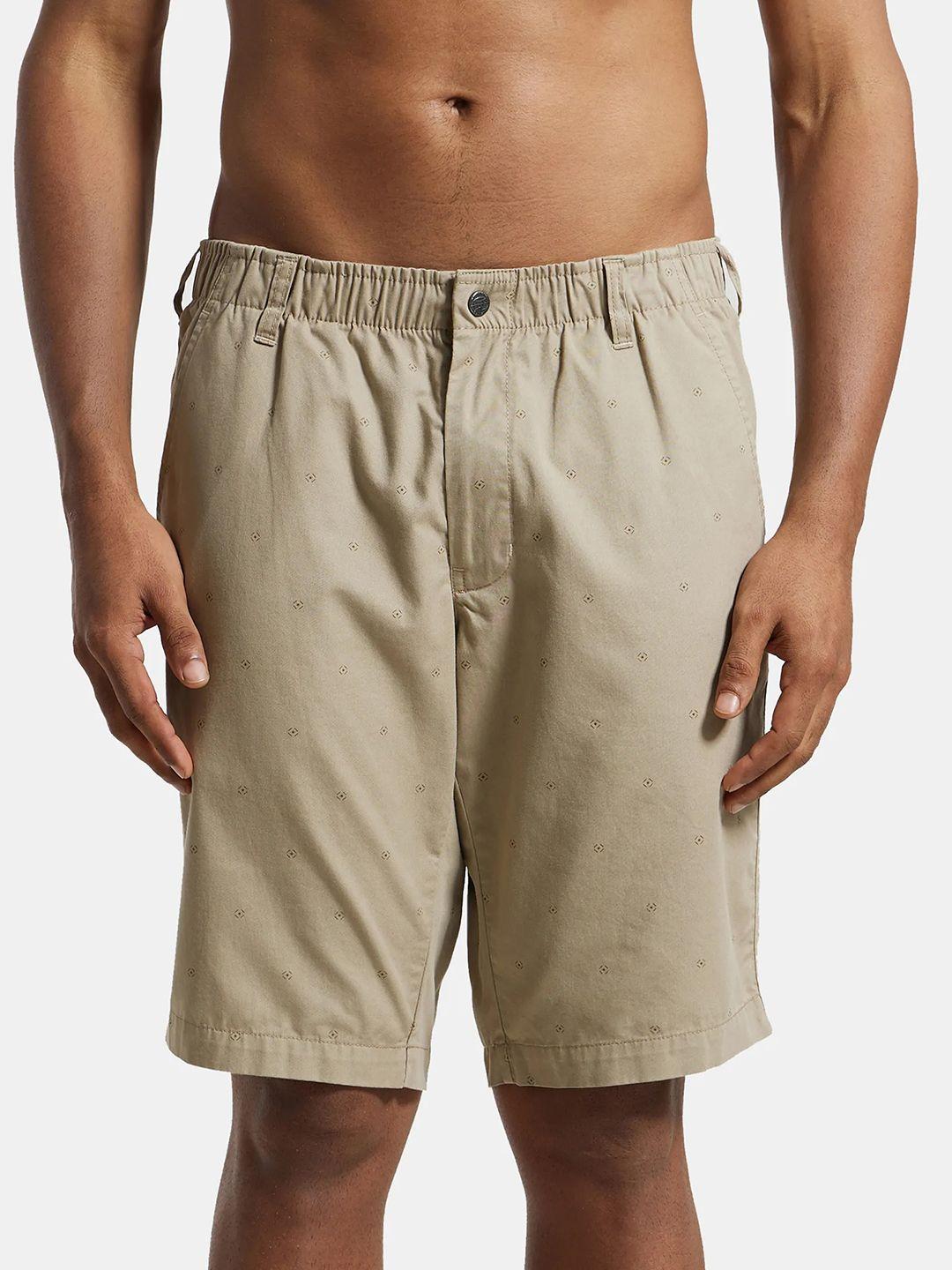 jockey men brown printed shorts