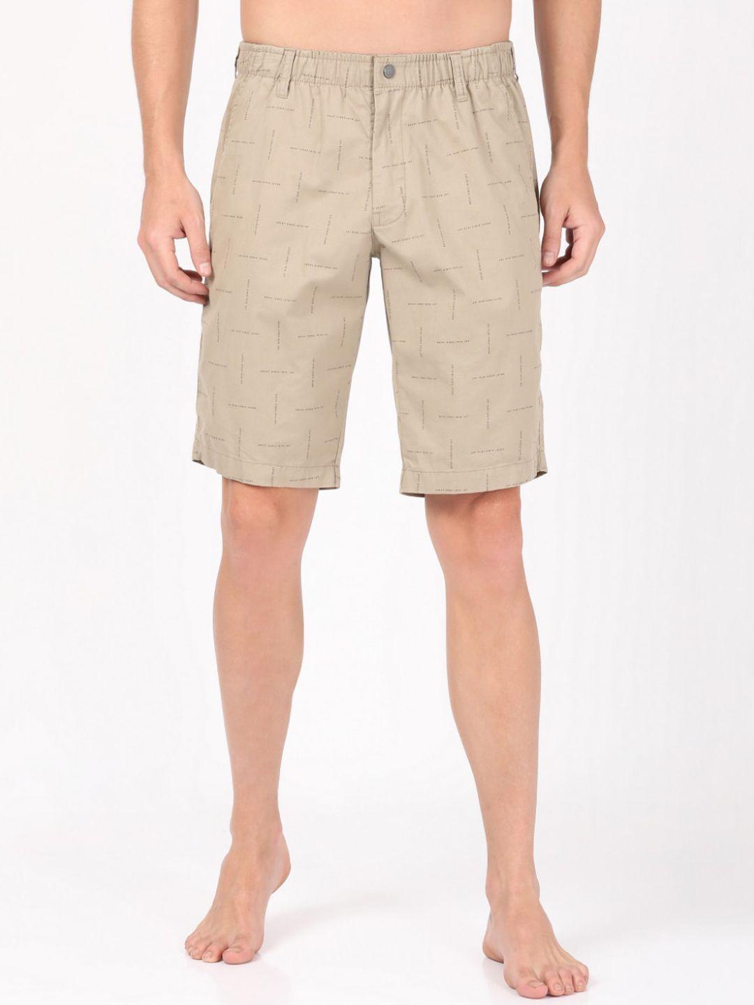 jockey men brown checked printed shorts