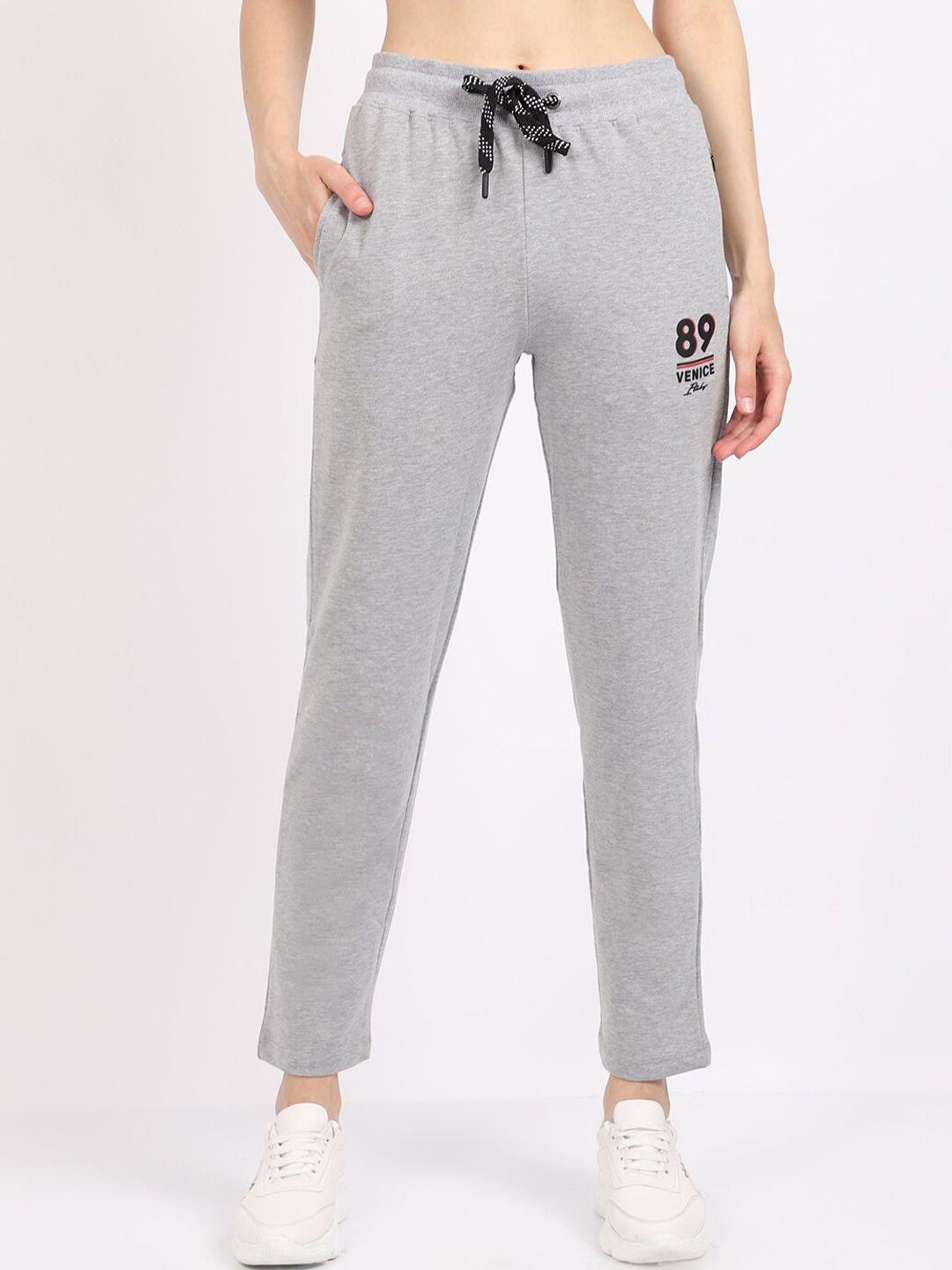 cantabil women grey melange solid cotton track pants