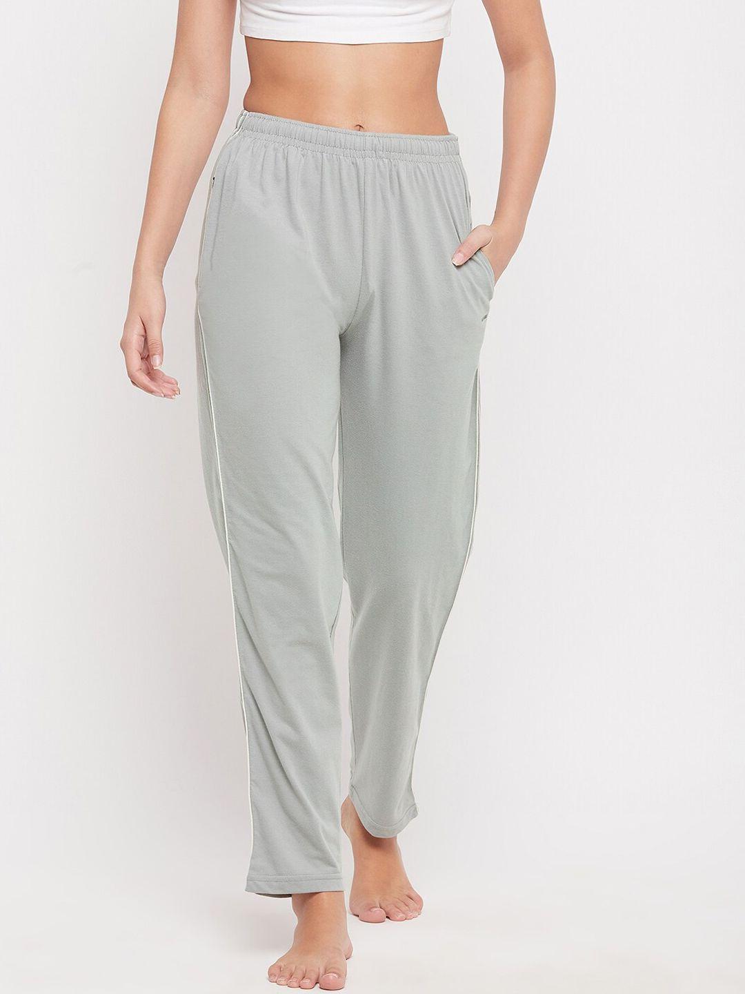 okane women solid ice olive cotton lounge pants