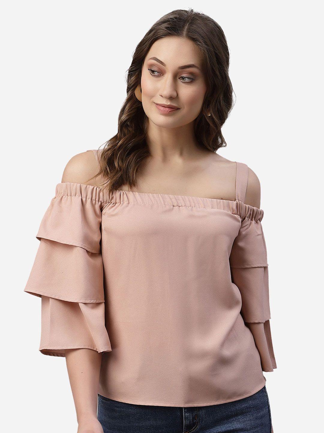 selvia women peach off-shoulder neck top