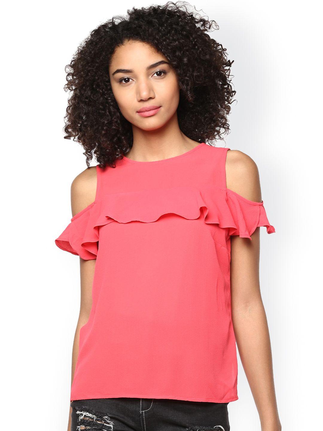 harpa coral pink cold shoulder top