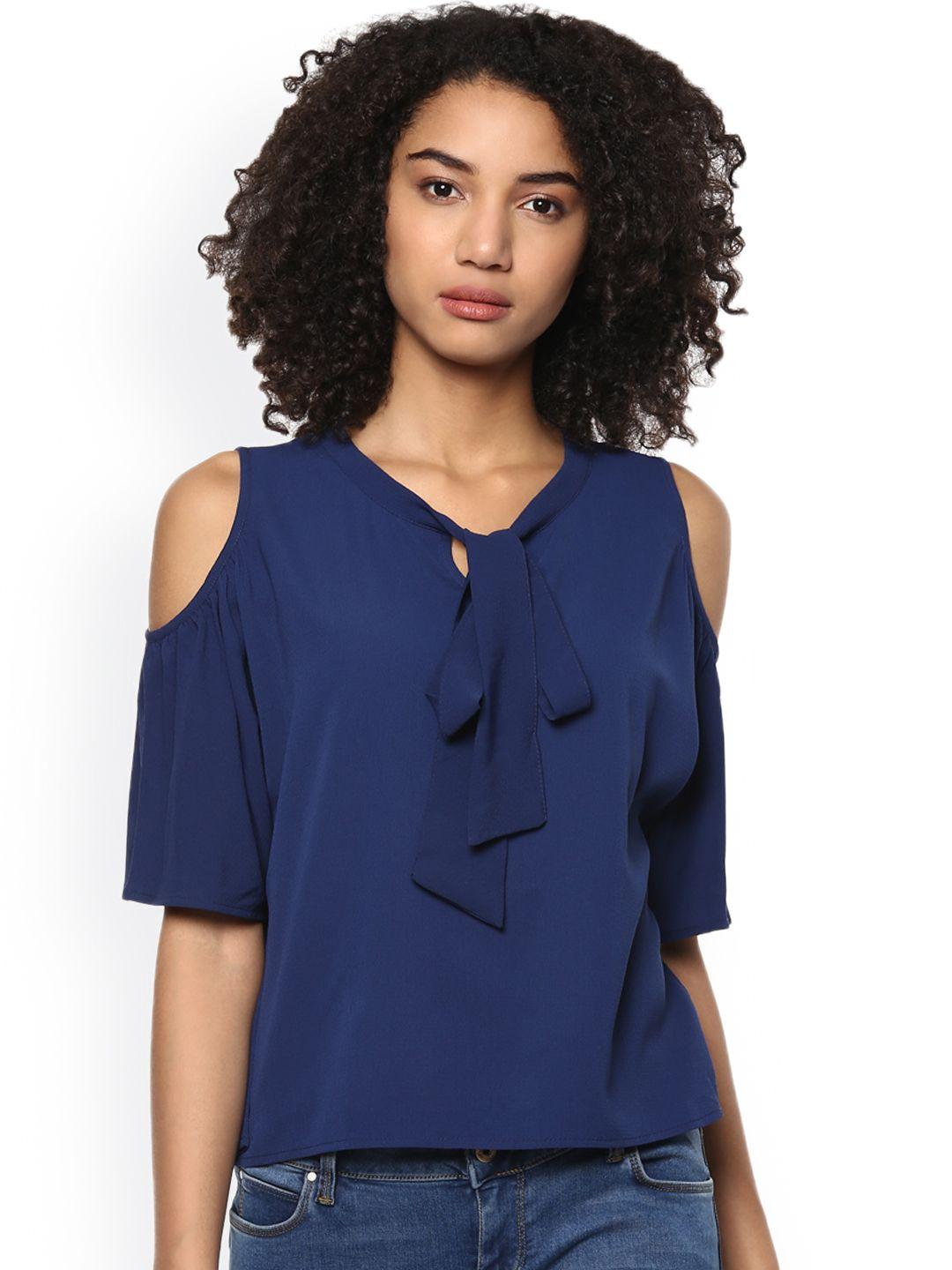 harpa navy cold-shoulder top