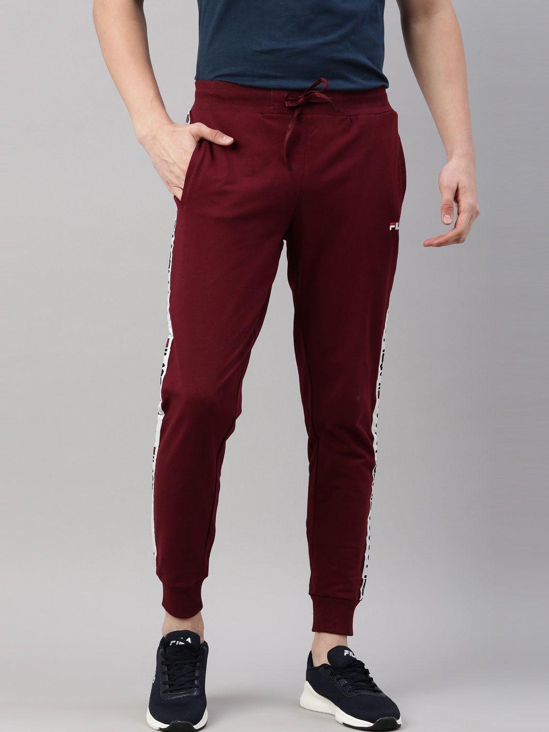 fila men maroon solid track pants