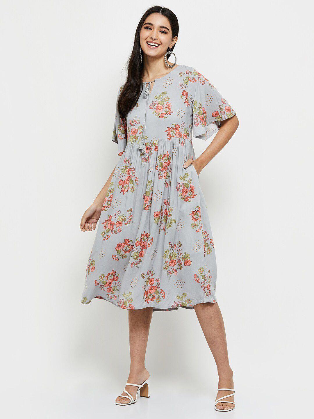 max blue floral midi dress