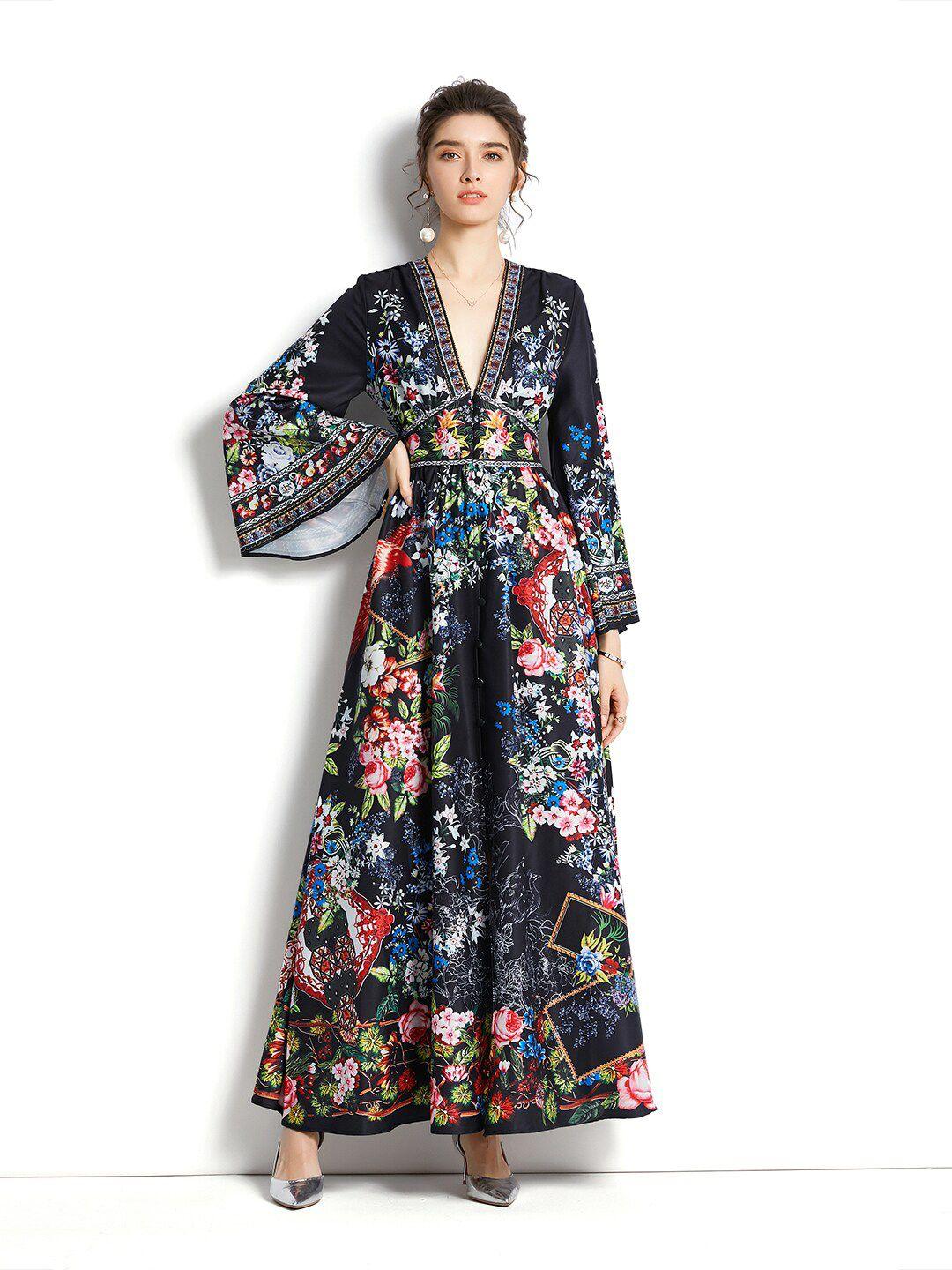 jc collection women black floral maxi dress