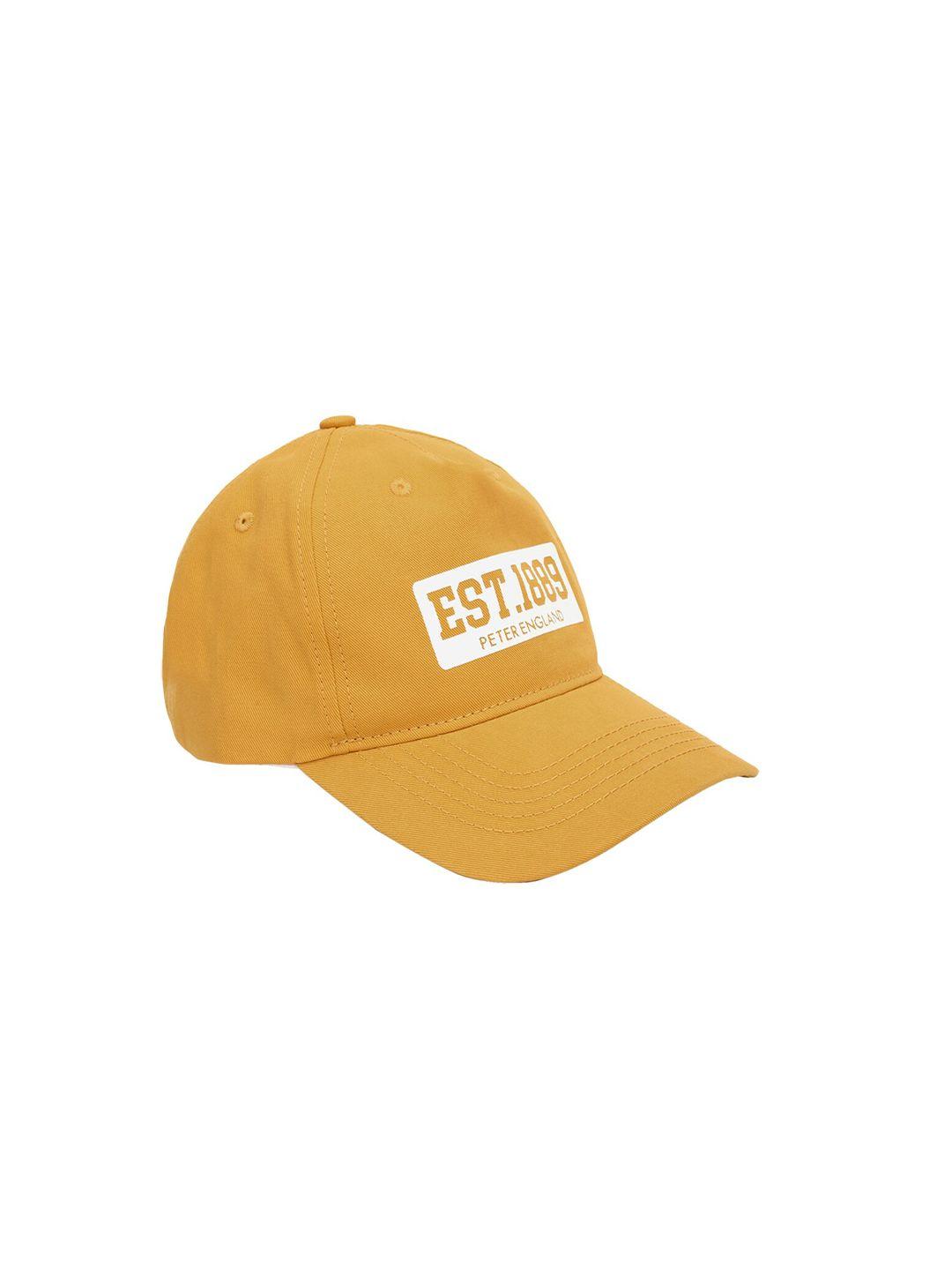 peter england men yellow & white printed cotton baseball cap