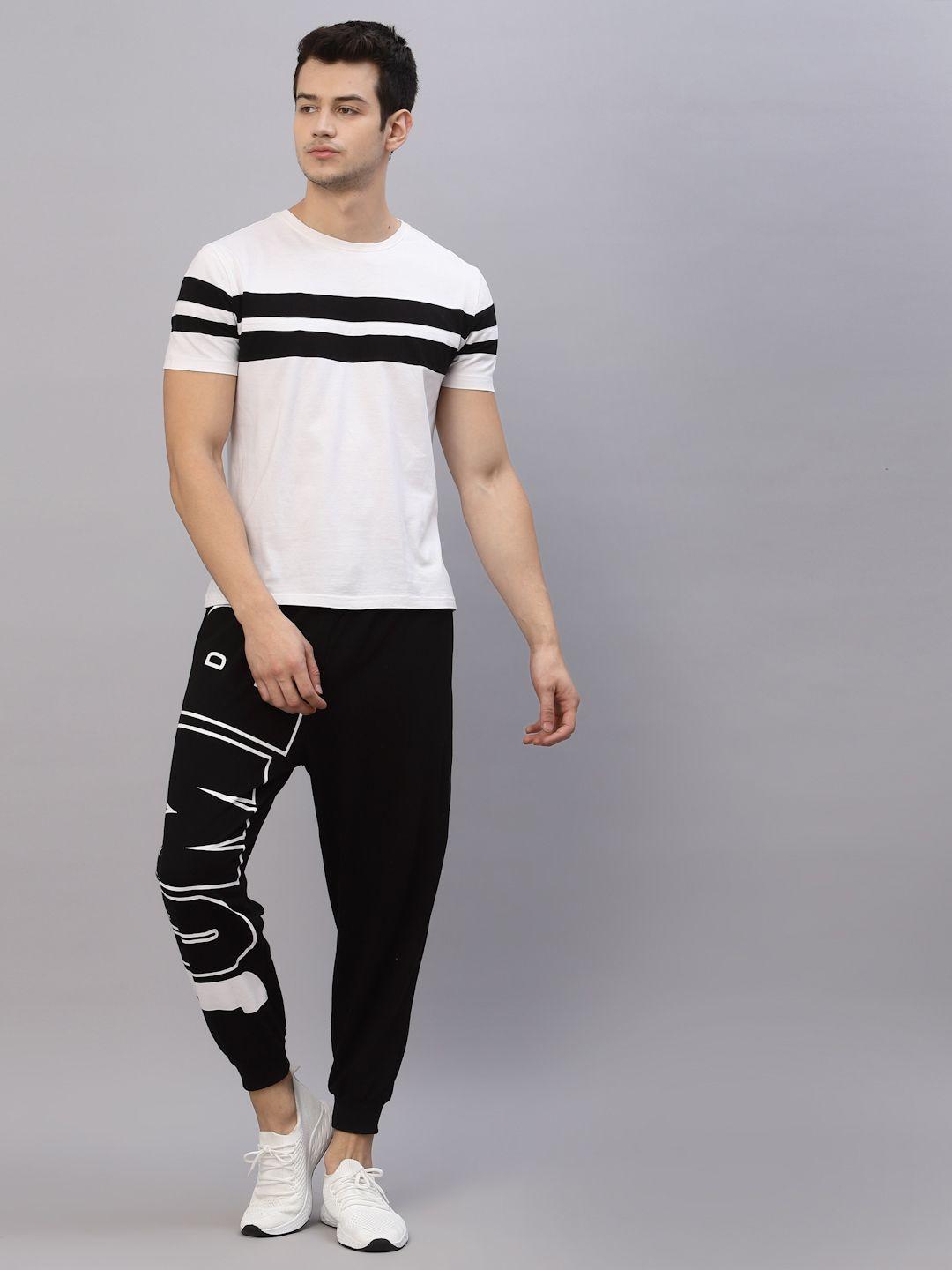 rigo men black jump printed terry jogger