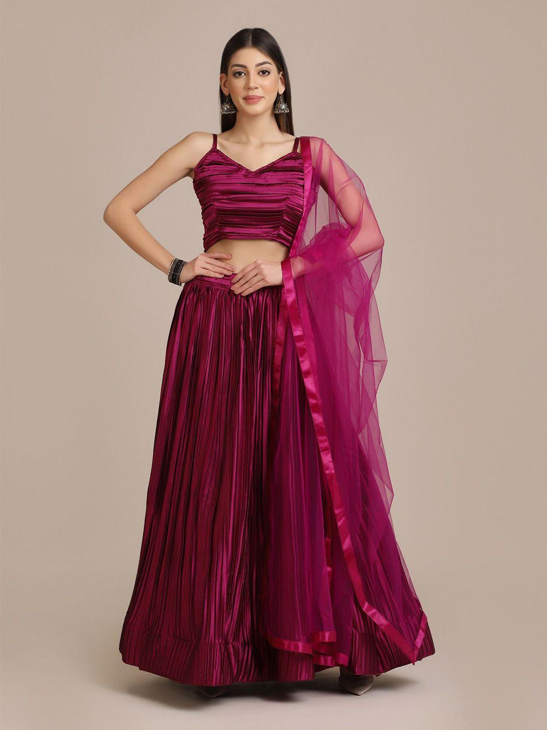 warthy ent women purple sleeveless drawstring closure semi stitched lehenga choli