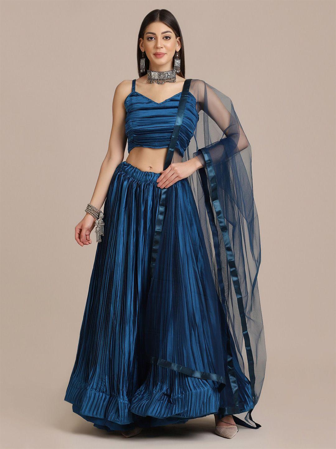 warthy ent blue semi-stitched lehenga & unstitched blouse with dupatta