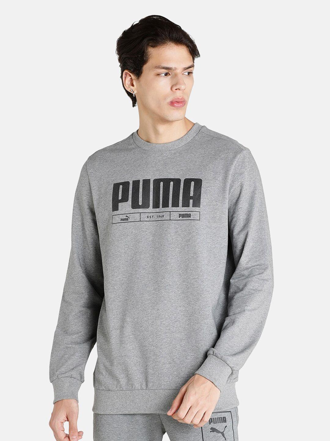 puma men grey printed sweatshirt