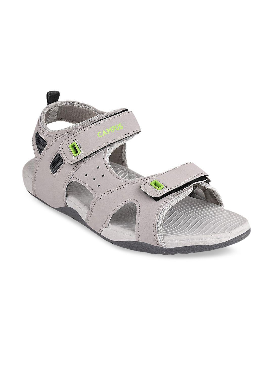 campus men grey solid sports sandals