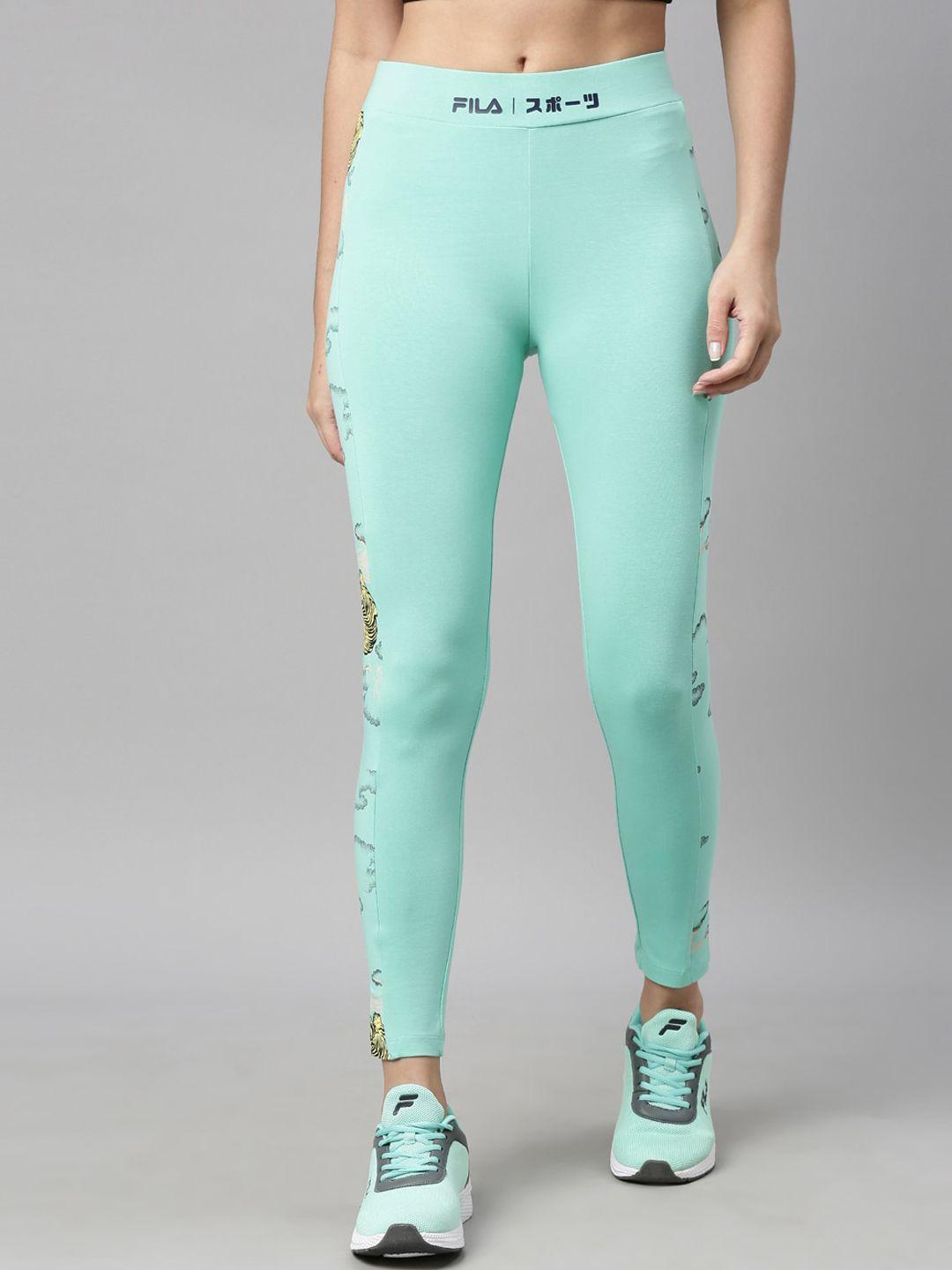 fila women sea green printed pamicer track pants