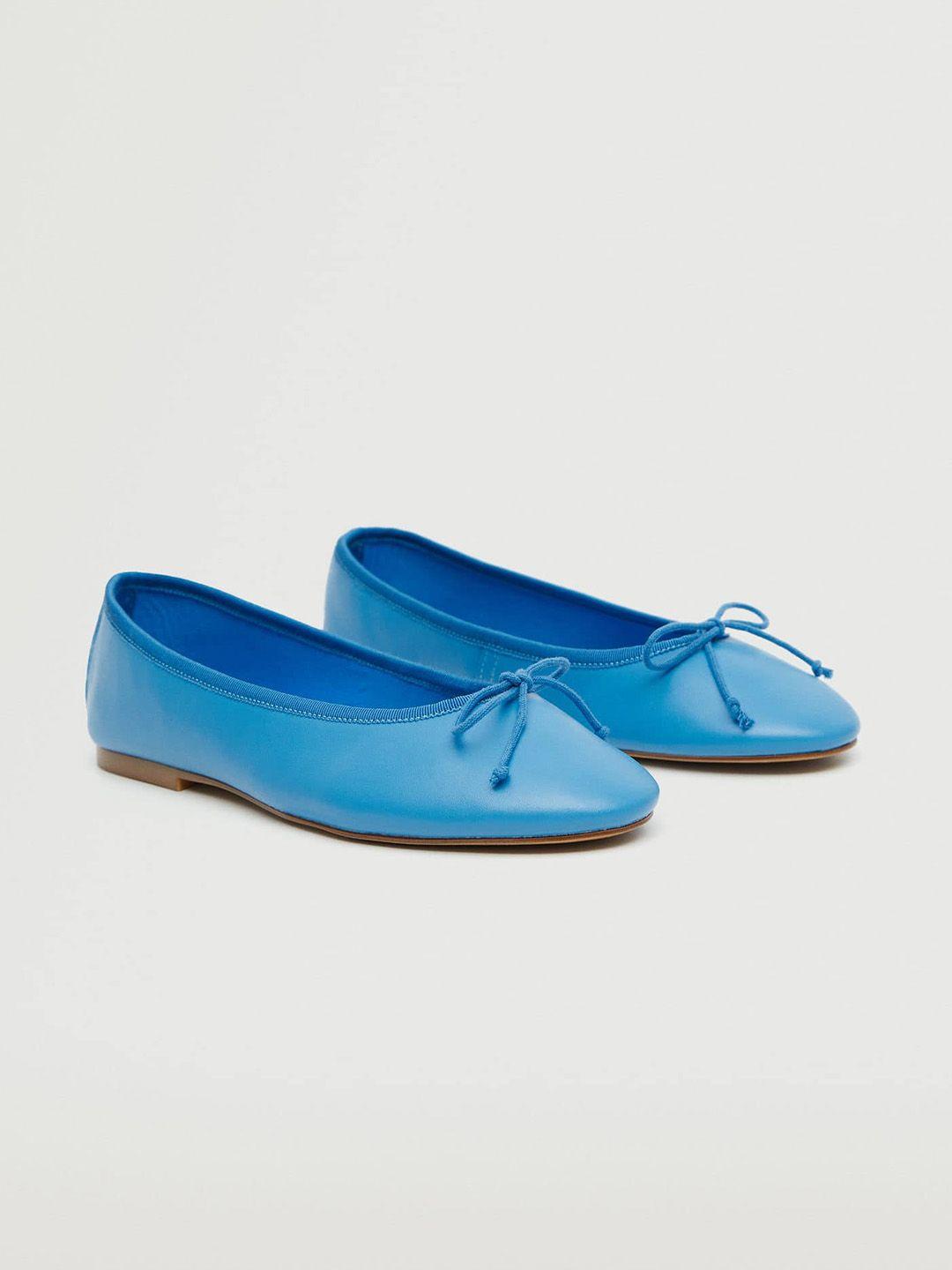 mango women blue ballerinas with bows