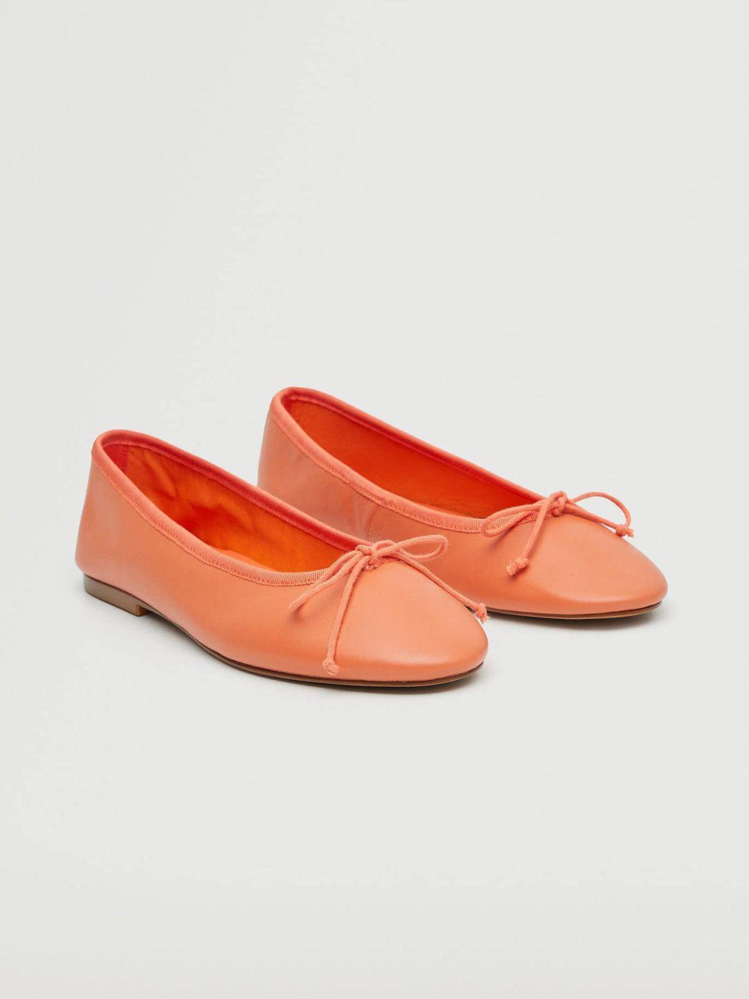 mango women orange ballerinas with bows