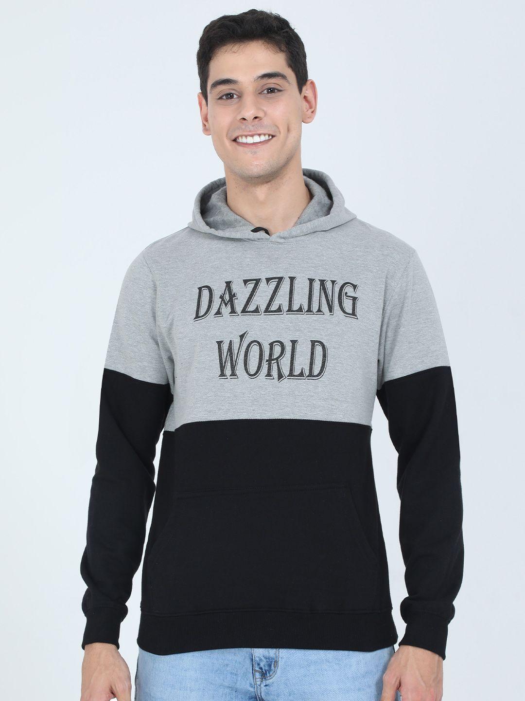 fleximaa men grey printed hooded sweatshirt