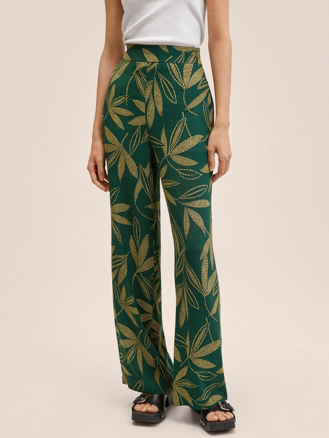 mango women green floral striped trousers