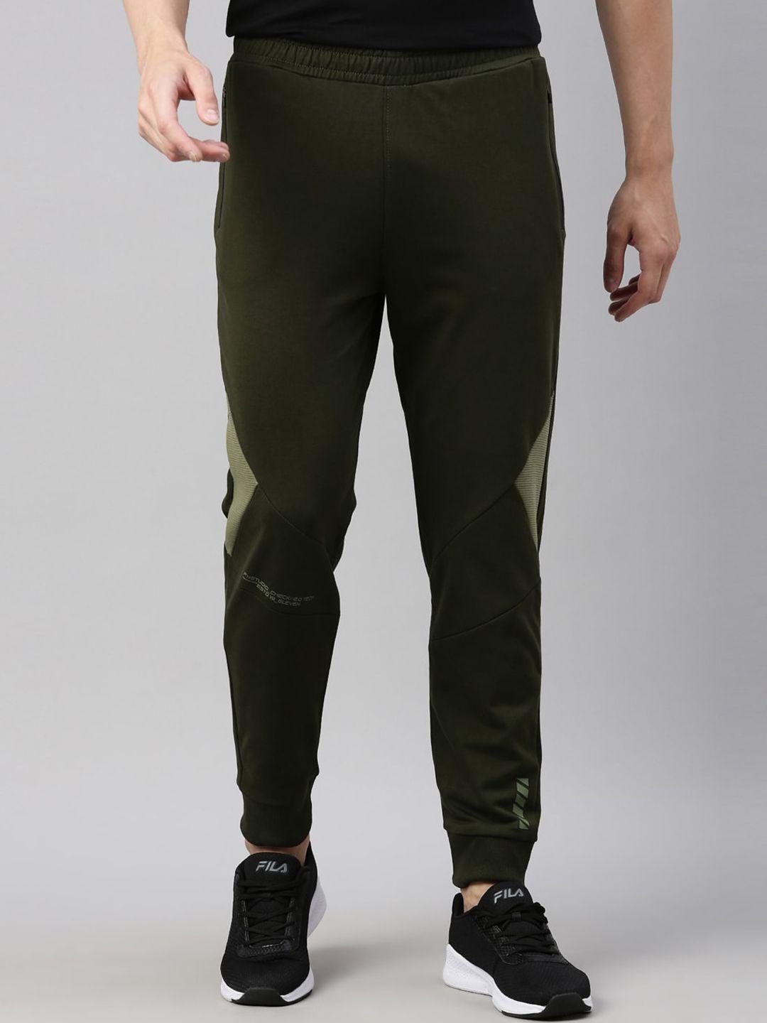 fila men green solid joggers