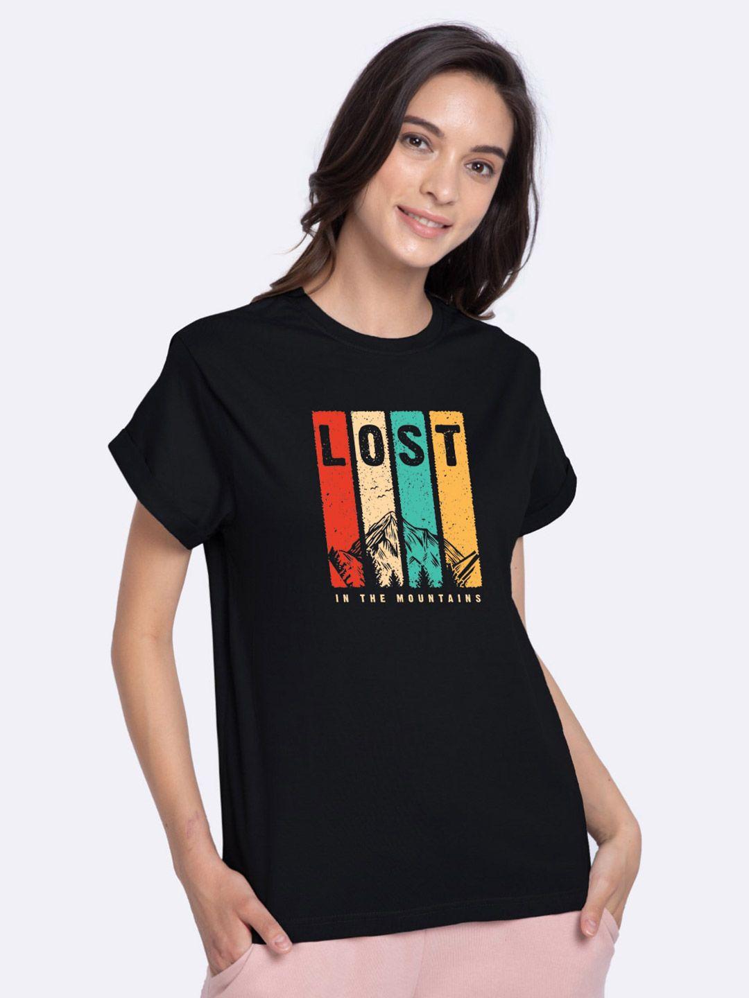 bewakoof women lost in the mountains printed boyfriend t-shirt