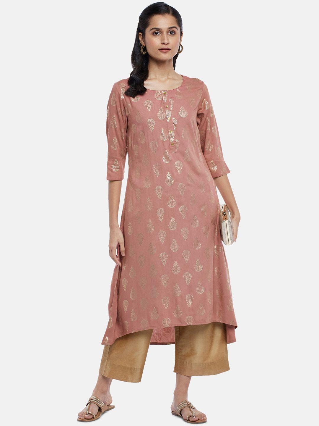 rangmanch by pantaloons women mauve ethnic motifs printed kurta