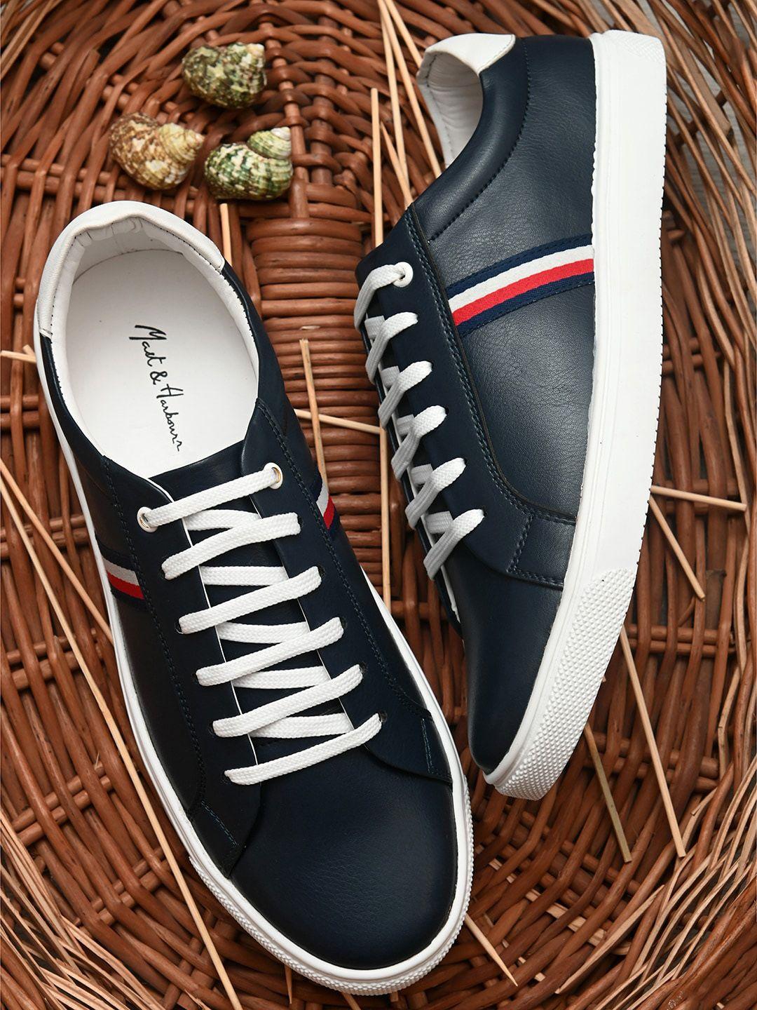 mast & harbour men navy blue pu sneakers