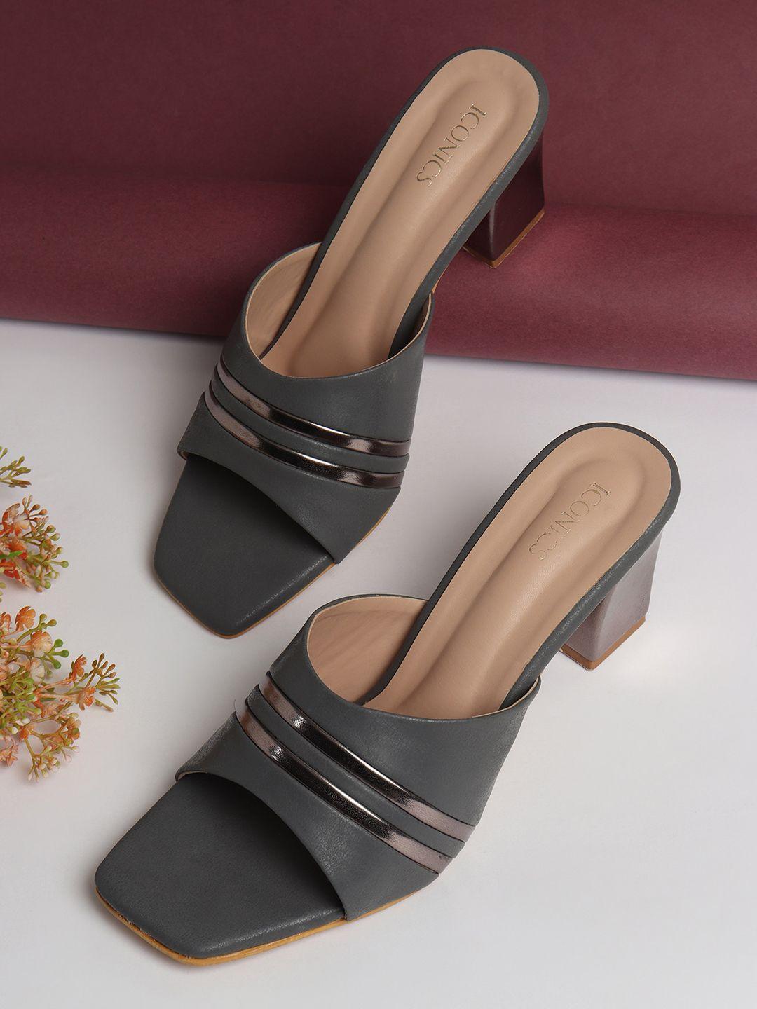 iconics women grey block heels