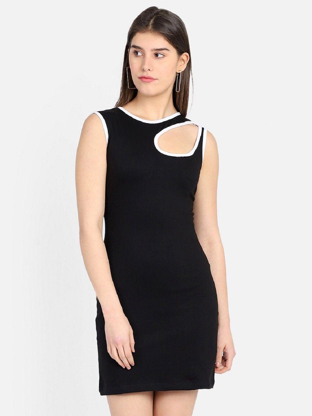 marzeni black sheath mini cut out dress