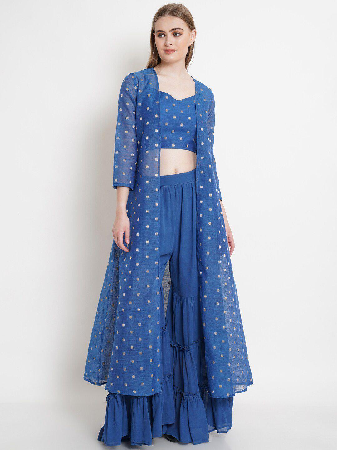 purple state women blue printed top with sharara