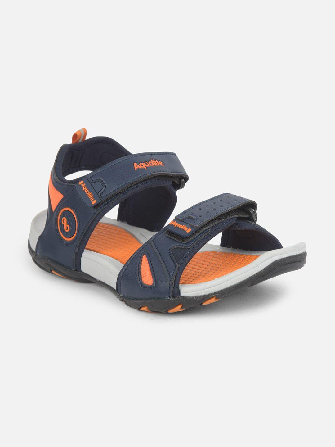 aqualite men navy blue & orange comfort sandals