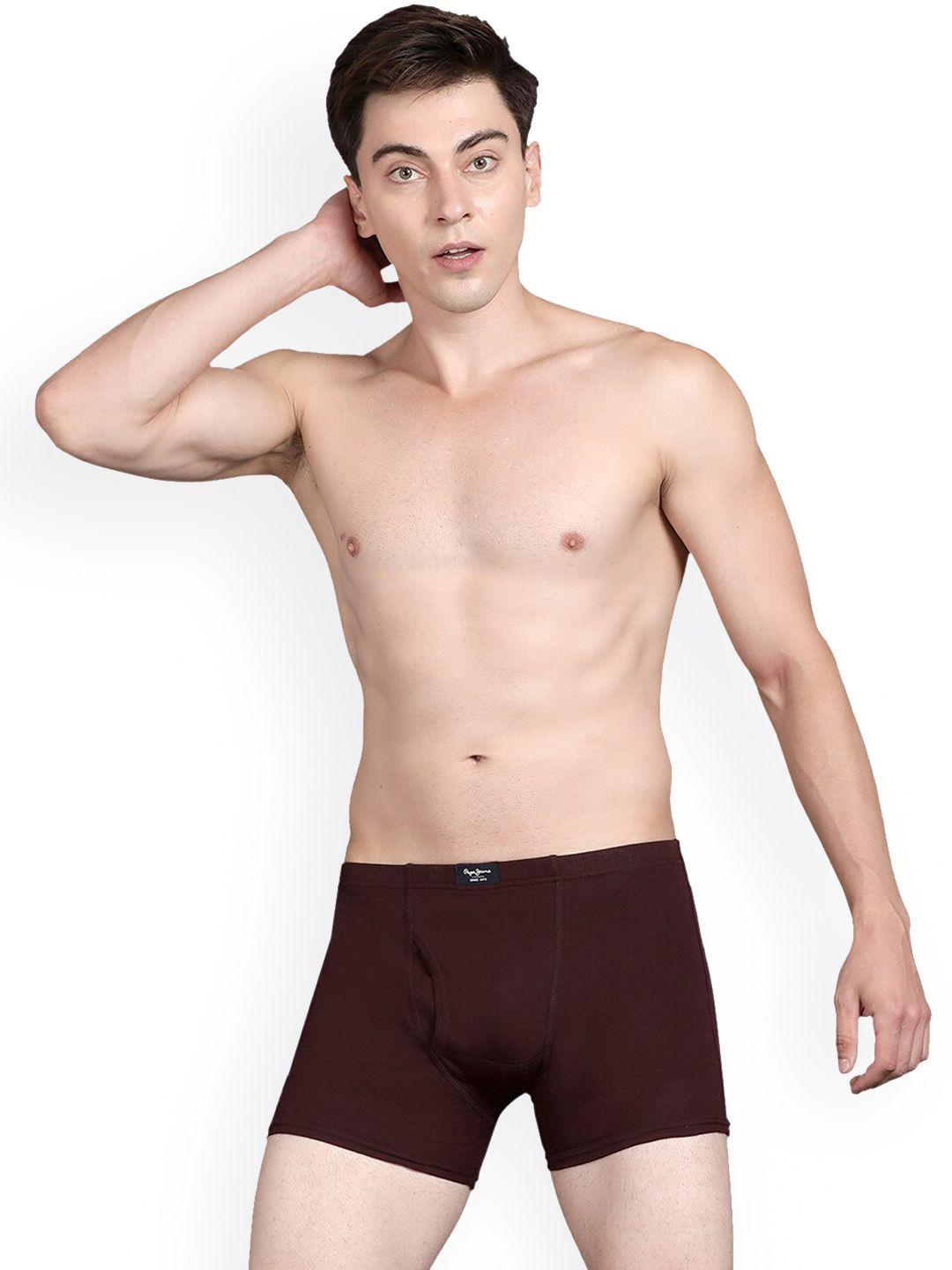 pepe jeans men purple solid cotton trunk