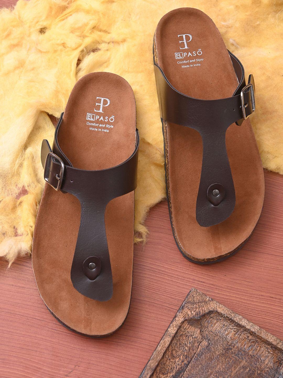 el paso men brown & black thong flip-flops