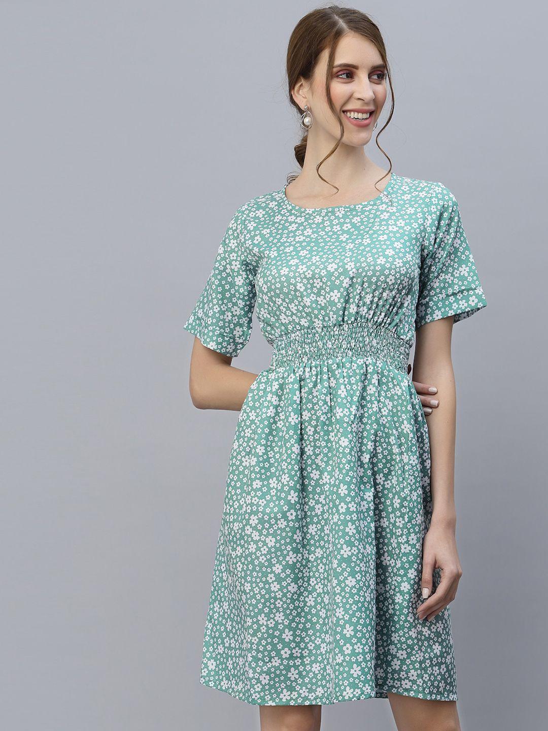 selvia blue mill floral print western look dress