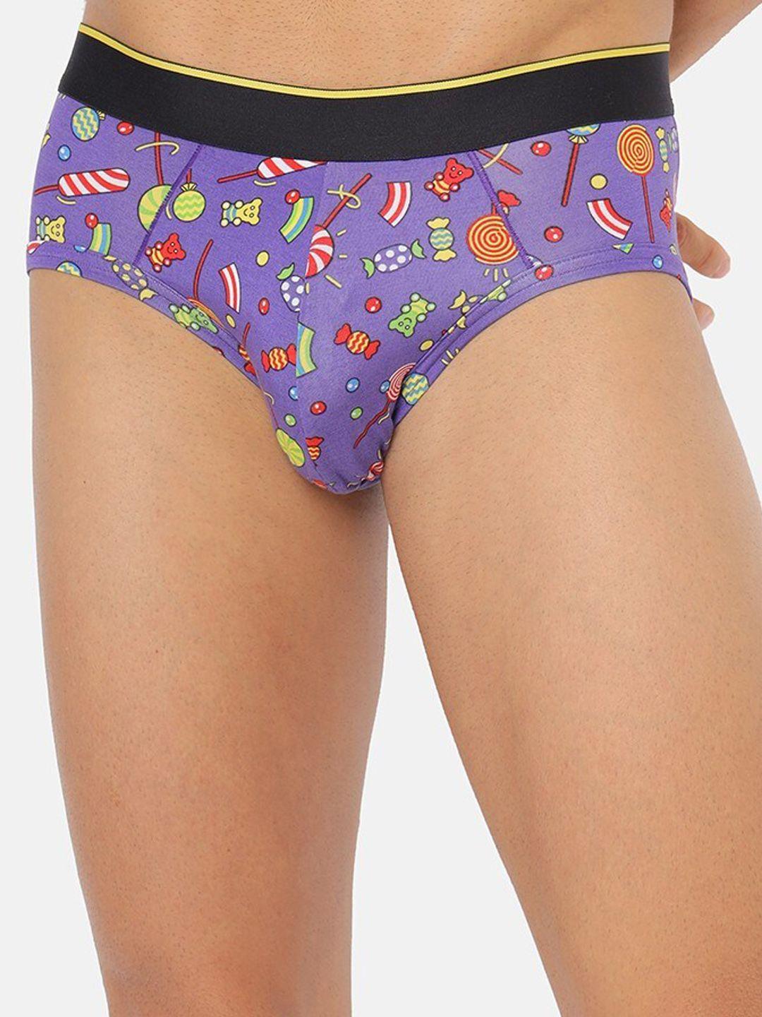 bummer men purple micro modal printed briefs sugar rush