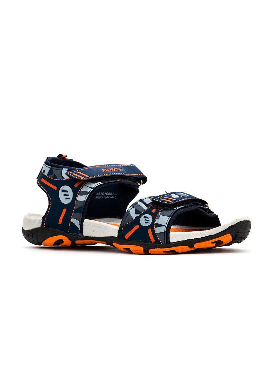 khadims men navy blue & orange solid comfort sandals