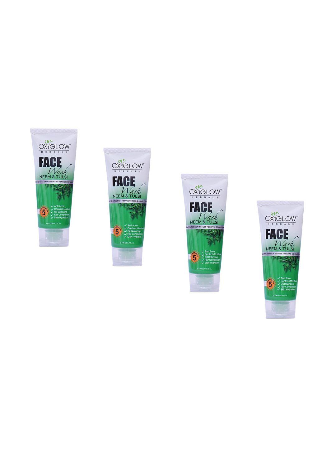 oxyglow set of 4 neem tulsi face washes - 100ml each