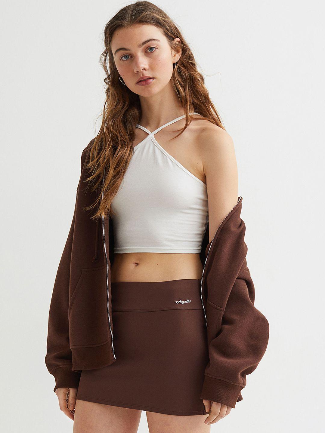 h&m women brown mini skirt