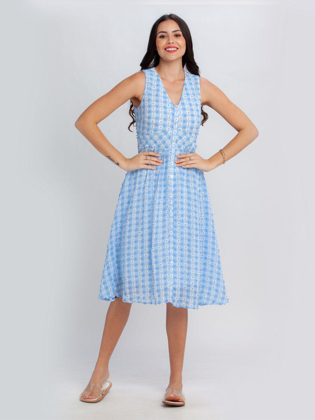 zink london blue ethnic motifs dress