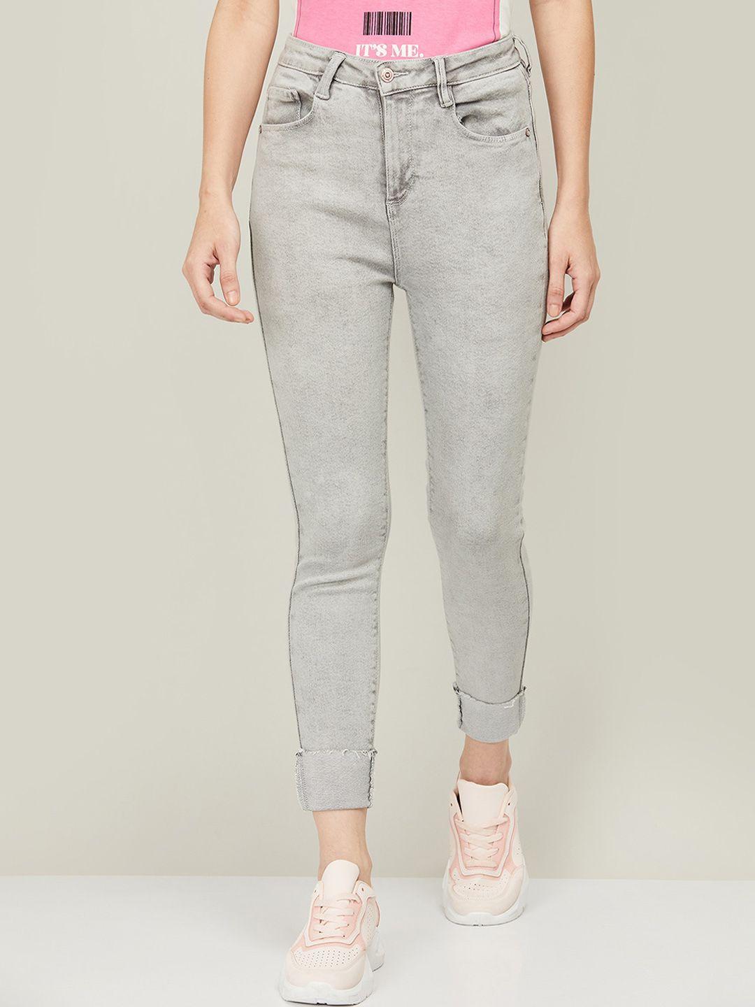 fame forever by lifestyle women grey slim fit heavy fade jeans