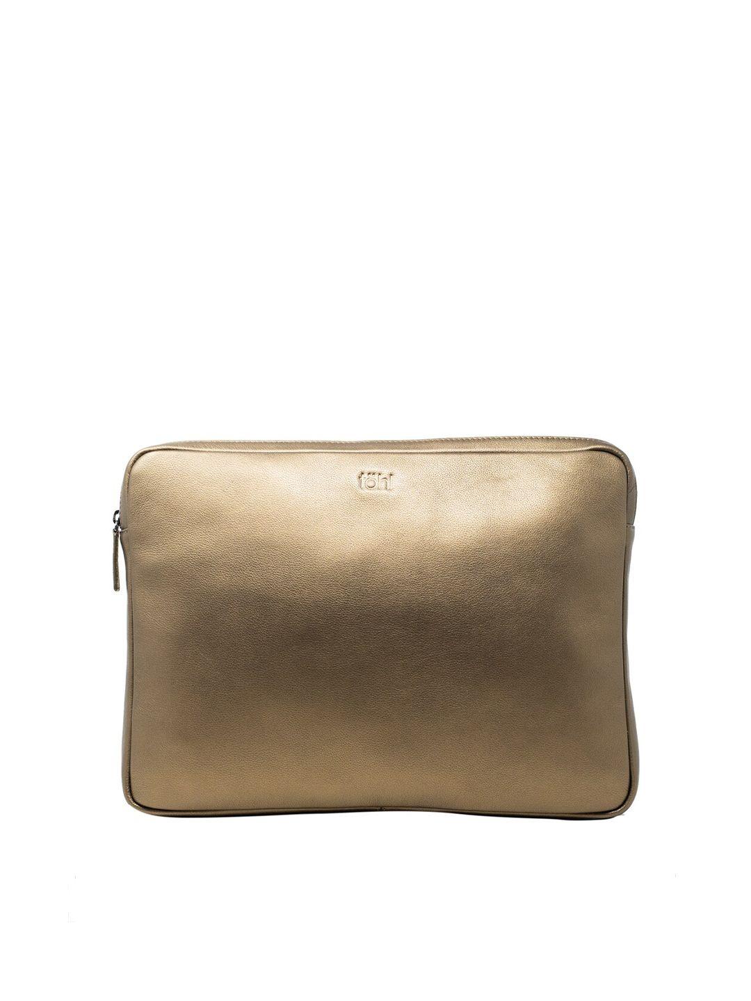 tohl unisex copper-toned leather laptop sleeve