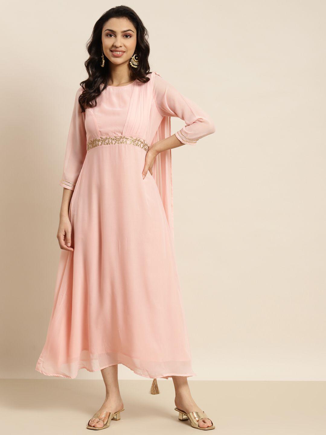 shae by sassafras pink embroidered belt dupatta dress