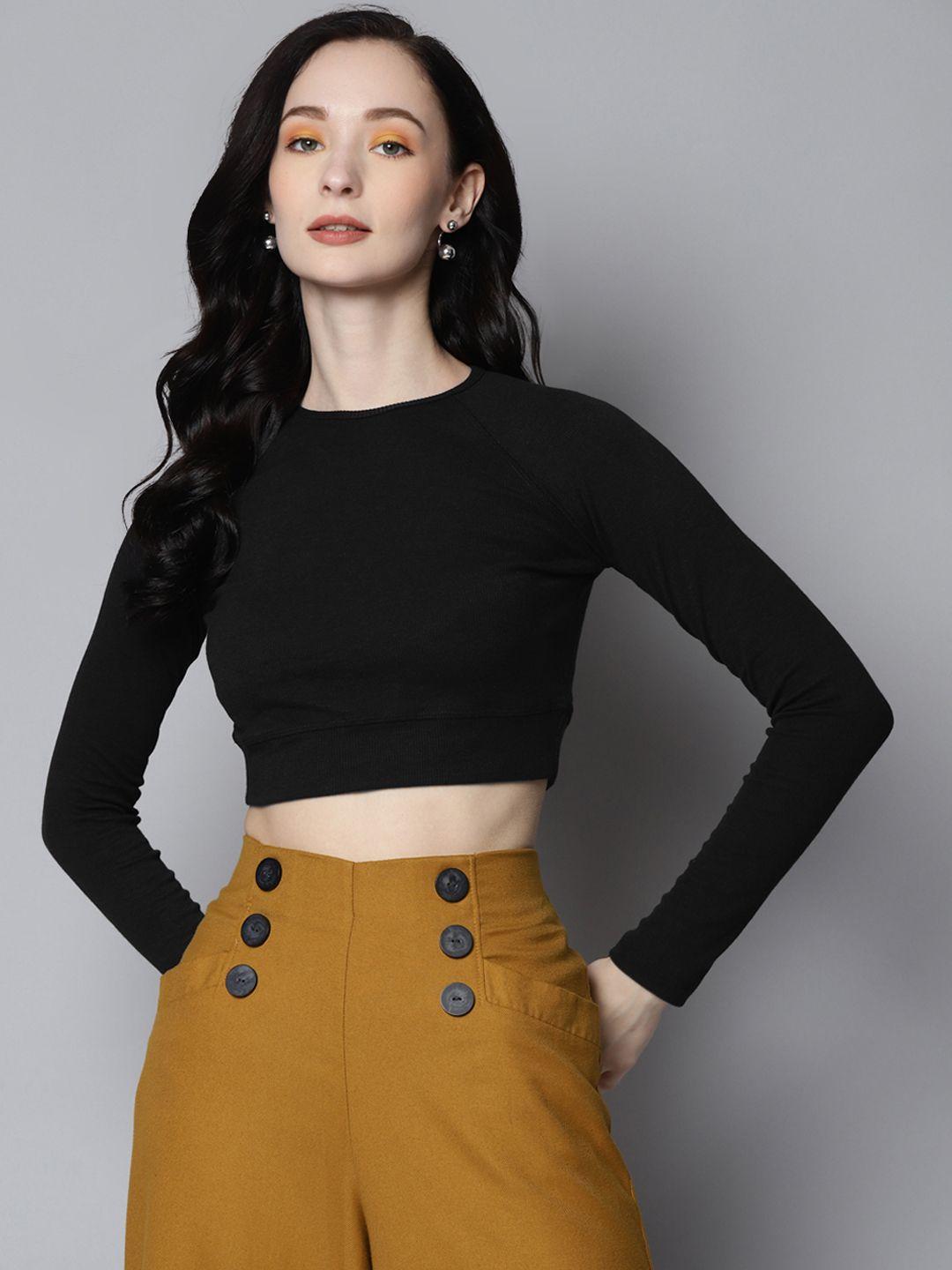 sassafras black crop top