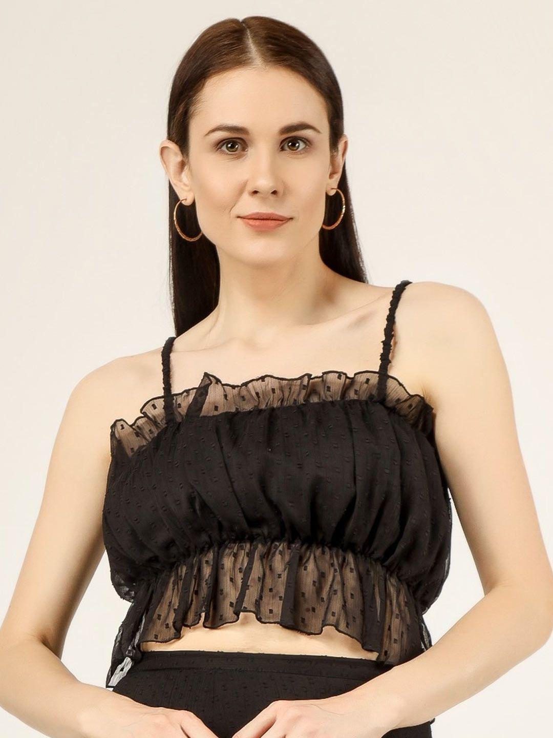 anvi be yourself women black smocked tube top