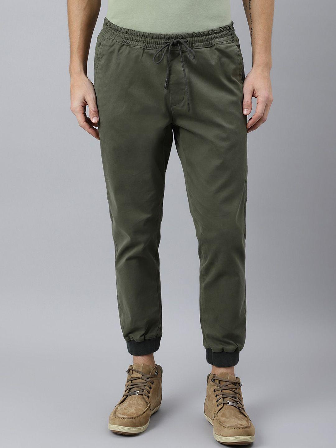 woodland men olive green joggers trousers