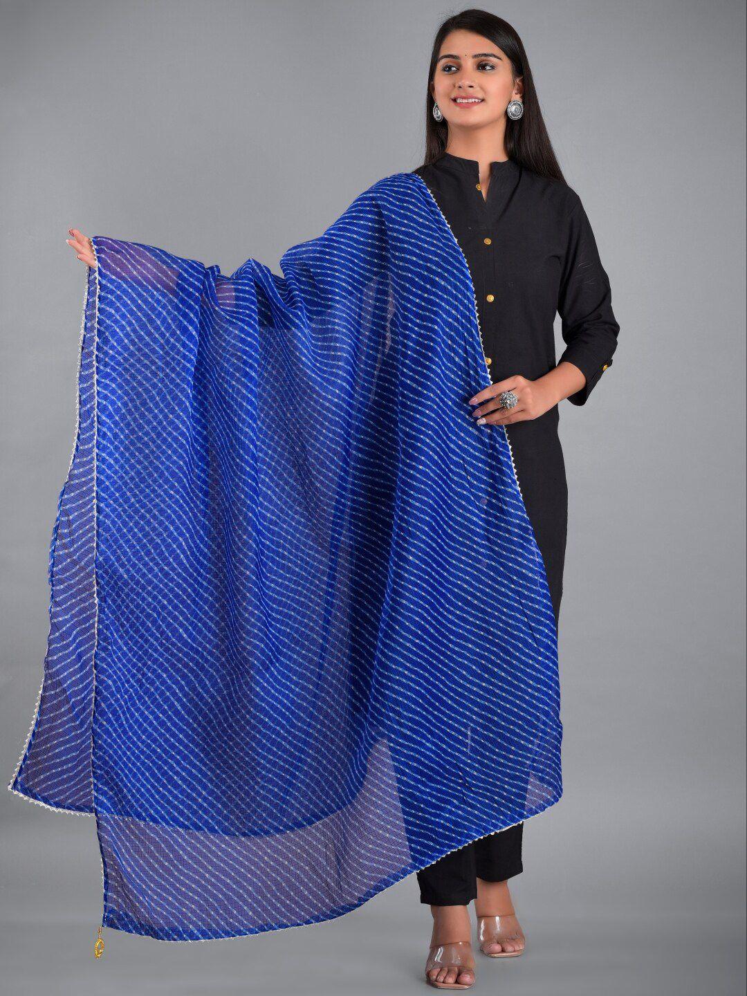 apratim blue & white striped leheriya dupatta