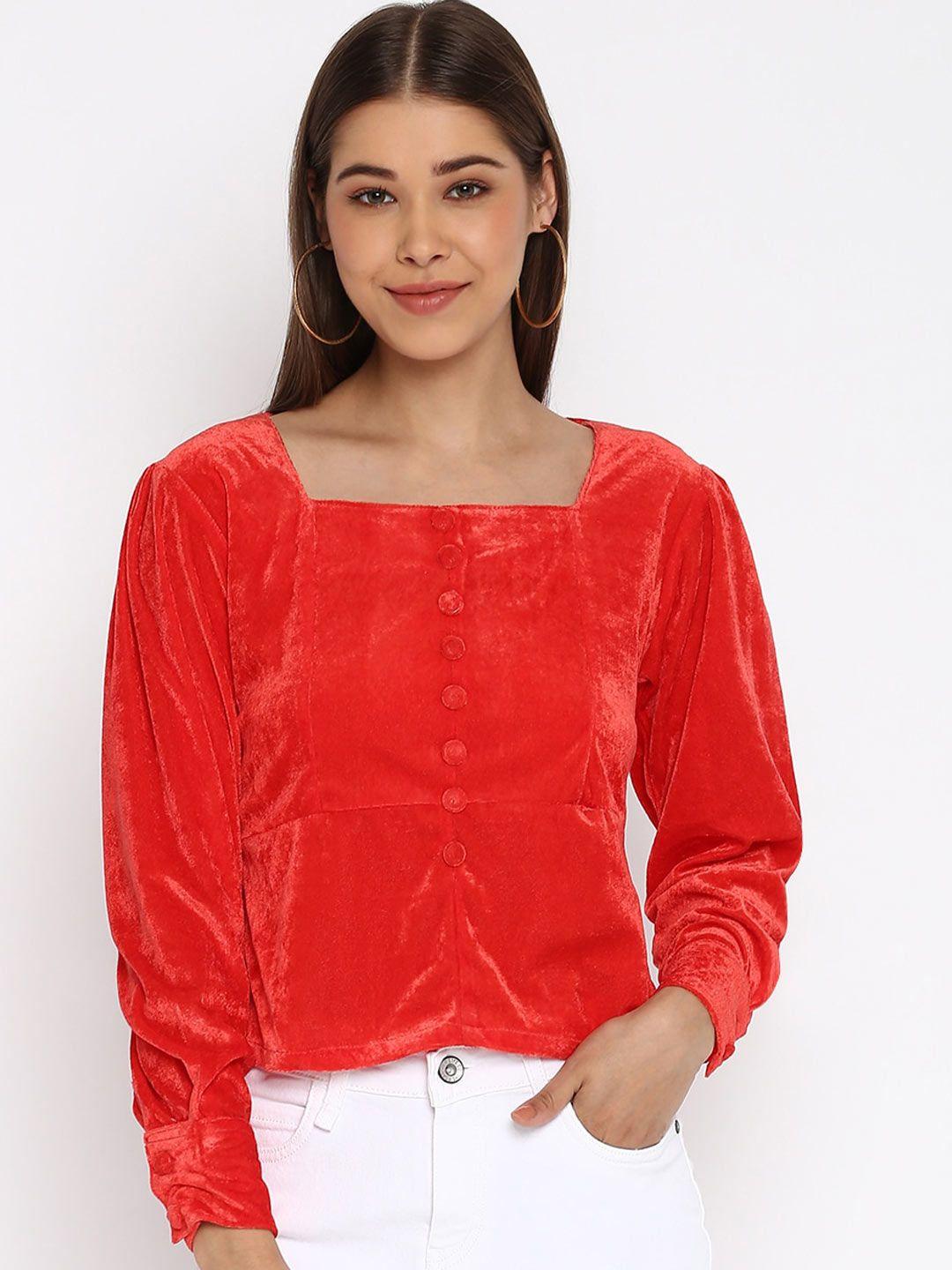 mayra red velvet crop top