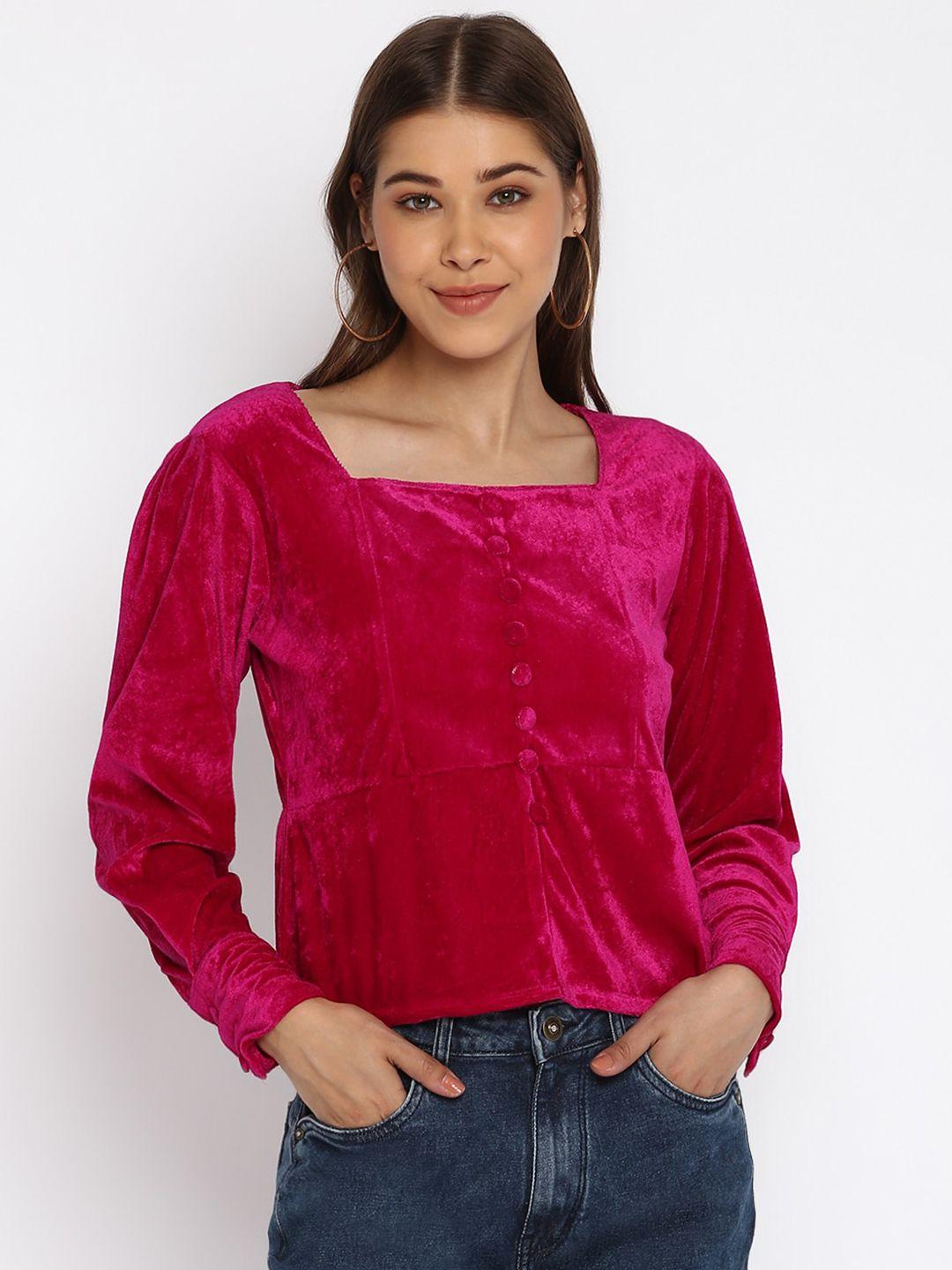 mayra fuchsia velvet top